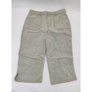 Gloria‎ Vanderbilt Womens Capri Pants Beige Size 10 Cotton Blend Side Slits